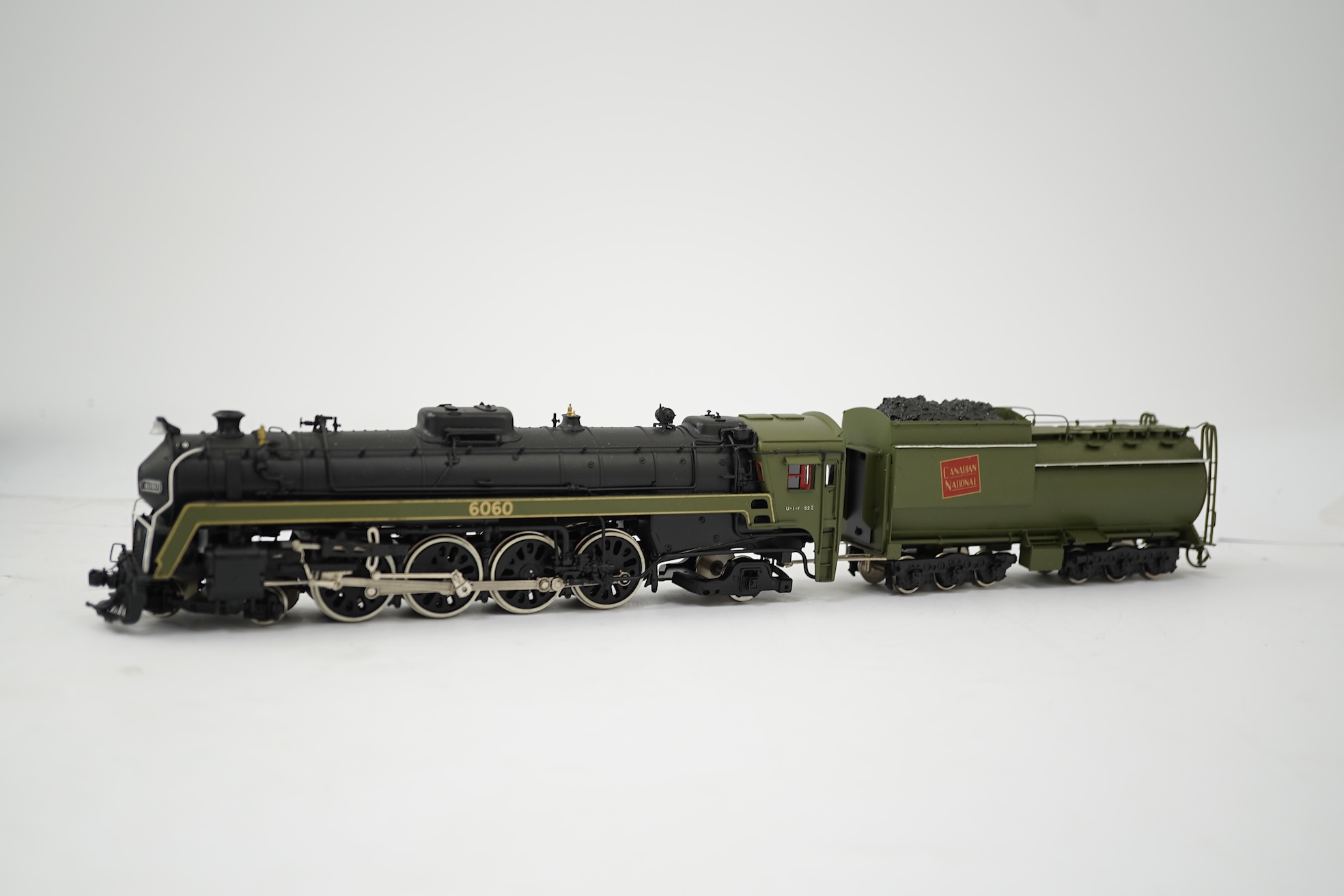 A boxed HO gauge VH Scale Models model of Canadian National Railways 6060, 4-8-2 locomotive with bogie tender, powered for two rail operation.
